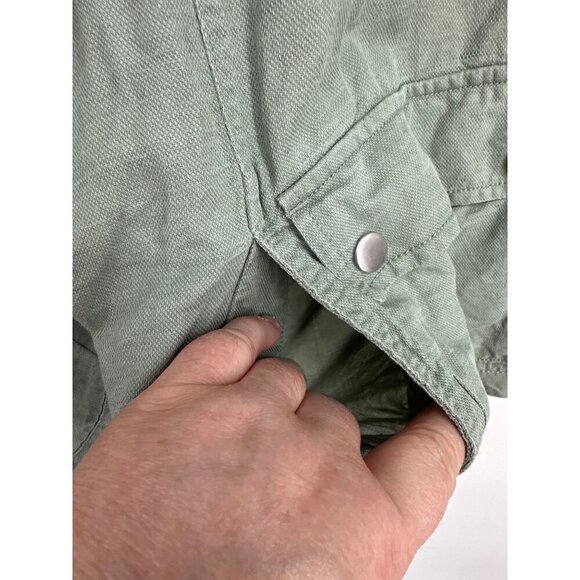 Christian Siriano NY Linen Blend Snap Front Medium Green Utility Jacket Size 3X - Picture 4 of 11